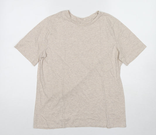 Marks and Spencer Womens Beige Cotton Basic T-Shirt Size 10 Round Neck
