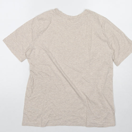 Marks and Spencer Womens Beige Cotton Basic T-Shirt Size 10 Round Neck