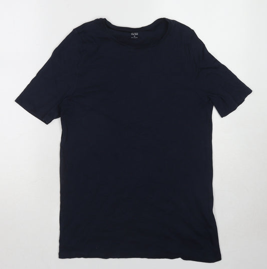 Marks and Spencer Womens Blue Cotton Basic T-Shirt Size 16 Round Neck