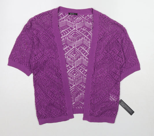 Roman Womens Purple V-Neck Cotton Cardigan Jumper Size 12