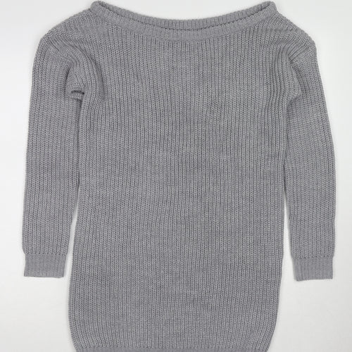 Missguided Womens Grey Boat Neck Acrylic Pullover Jumper Size S - Size S-M