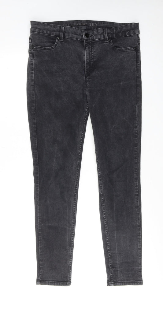 Oasis Womens Black Cotton Skinny Jeans Size 16 Regular Zip