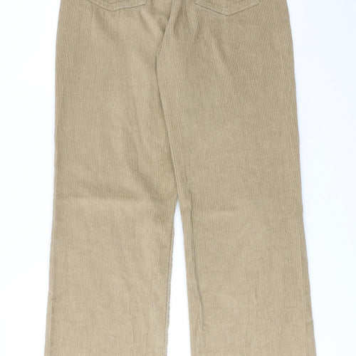 PRETTYLITTLETHING Womens Beige Cotton Trousers Size 6 Regular Zip