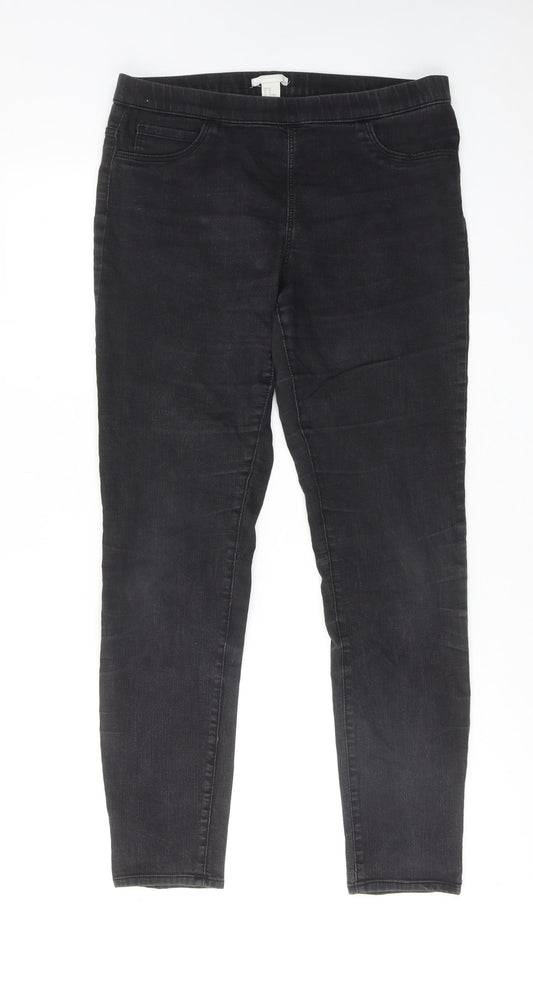 H&M Womens Black Cotton Jegging Jeans Size 14 Regular