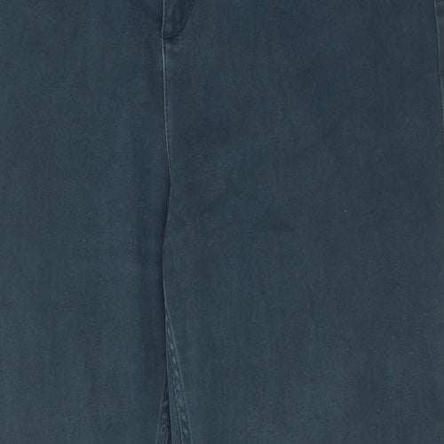 Marks and Spencer Womens Green Cotton Straight Jeans Size 18 Regular Zip