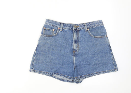 ASOS Womens Blue Cotton Mom Shorts Size 10 Regular Zip