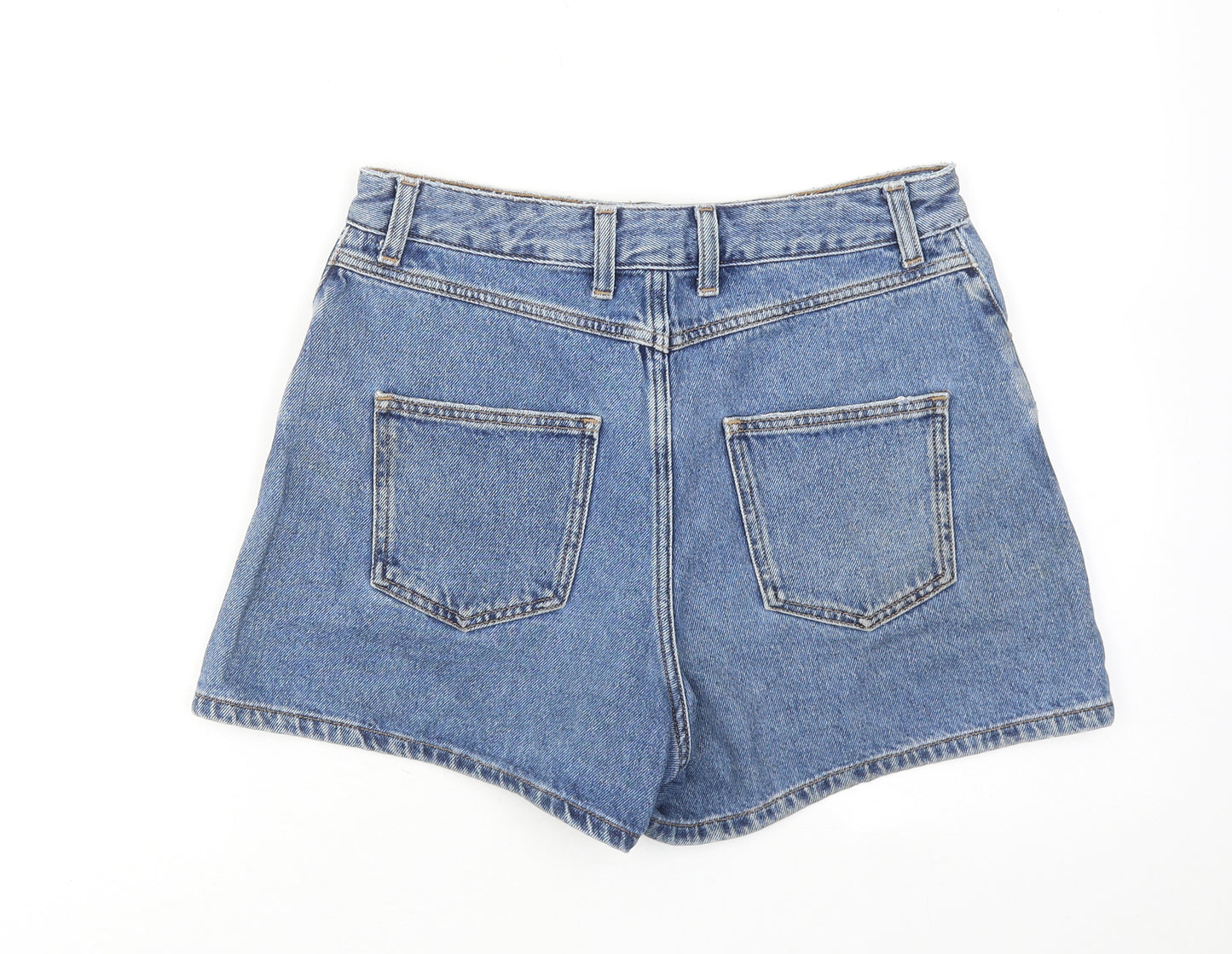 ASOS Womens Blue Cotton Mom Shorts Size 10 Regular Zip