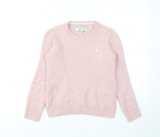 Jack Wills Womens Pink Round Neck Wool Pullover Jumper Size 10