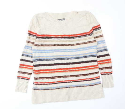 Laura Ashley Womens Multicoloured Round Neck Striped Cotton Pullover Jumper Size 16