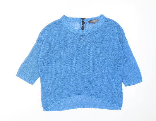 Limited Collection Womens Blue Round Neck Acrylic Pullover Jumper Size M