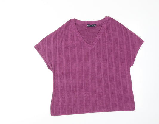 Marks and Spencer Womens Purple Polyester Basic Blouse Size 12 V-Neck