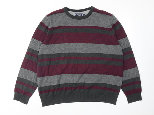 Maine Mens Multicoloured Round Neck Striped Cotton Pullover Jumper Size 2XL Long Sleeve