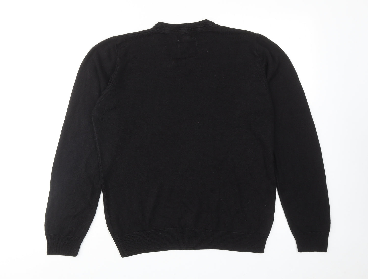 Marks and Spencer Mens Black V-Neck Acrylic Pullover Jumper Size M Long Sleeve
