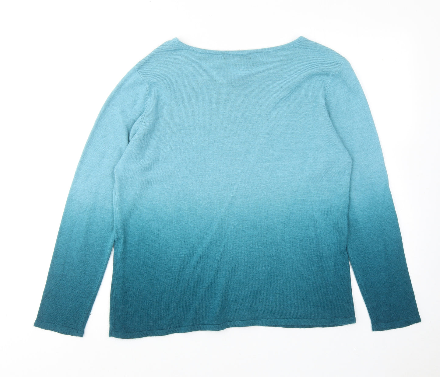 Bonmarché Womens Blue Round Neck Acrylic Pullover Jumper Size M