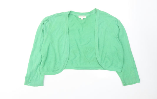 Monsoon Womens Green V-Neck Cotton Cardigan Jumper Size XL