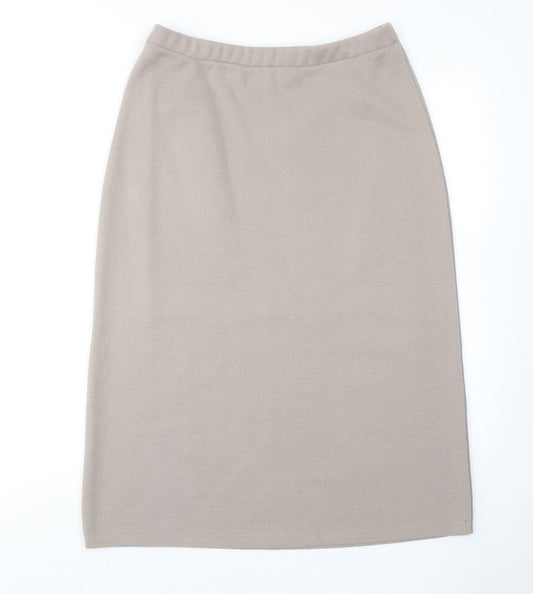 Classic Womens Beige Acrylic A-Line Skirt Size 12