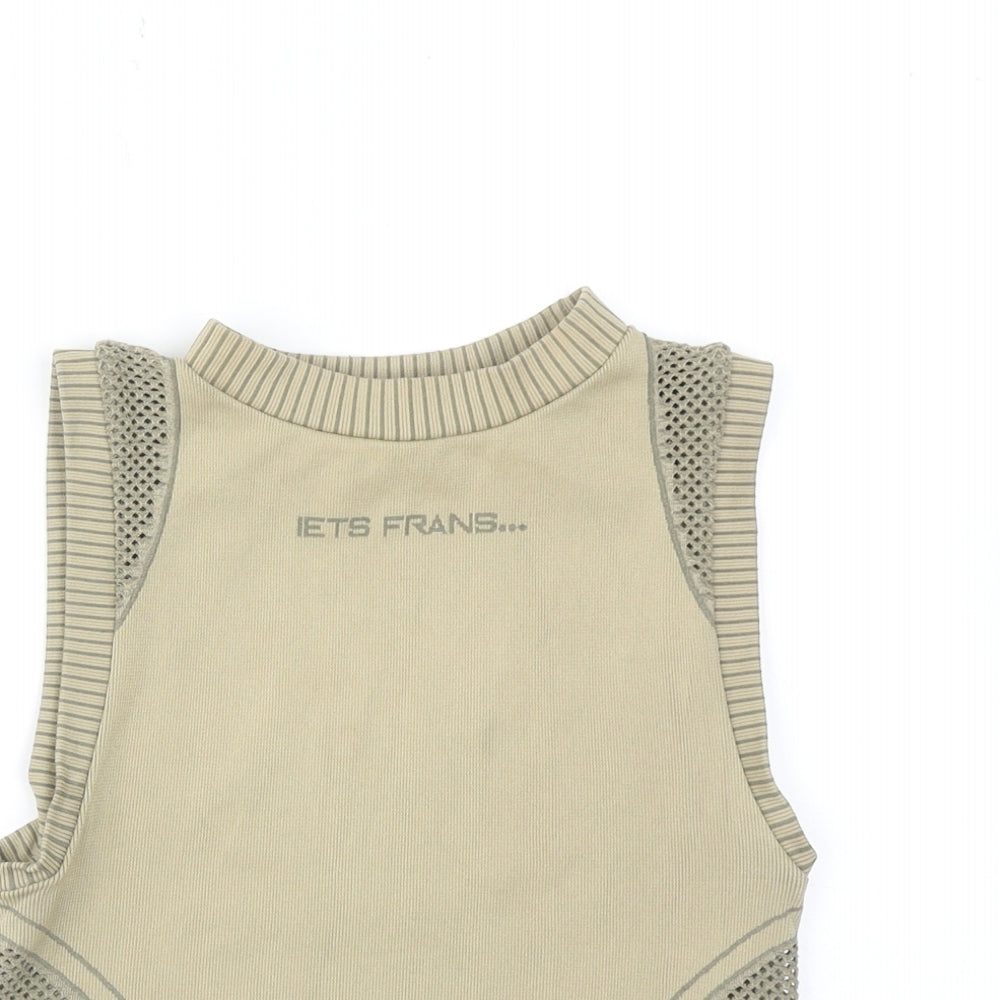 Iets Frans... Womens Brown Polyester Basic Tank Size M Mock Neck