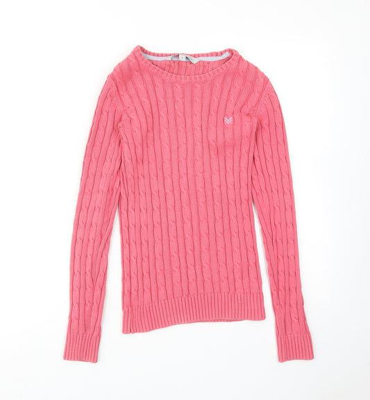 Crew Clothing Womens Pink Round Neck Cotton Pullover Jumper Size 8