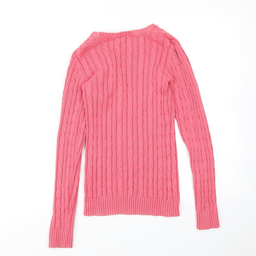 Crew Clothing Womens Pink Round Neck Cotton Pullover Jumper Size 8