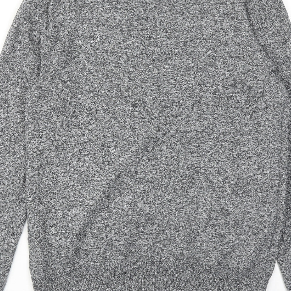 Topshop Mens Grey Round Neck Cotton Pullover Jumper Size XS Long Sleeve