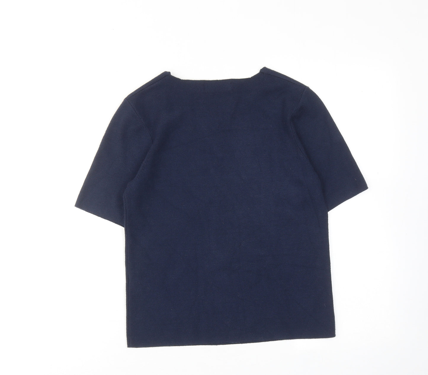 Marks and Spencer Womens Blue Viscose Basic Blouse Size 14 Square Neck