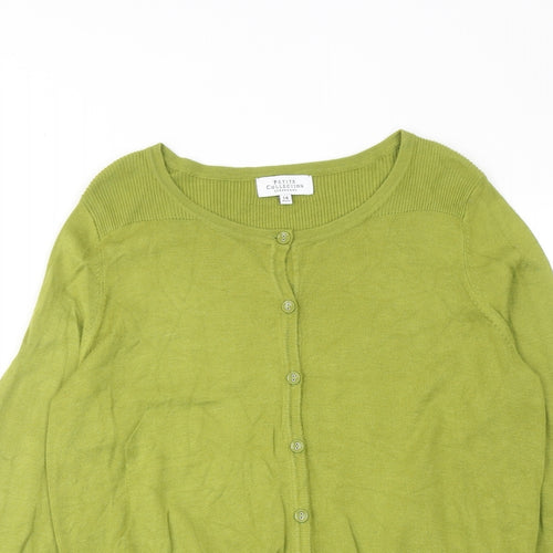 Debenhams Womens Green Round Neck Acrylic Cardigan Jumper Size 14