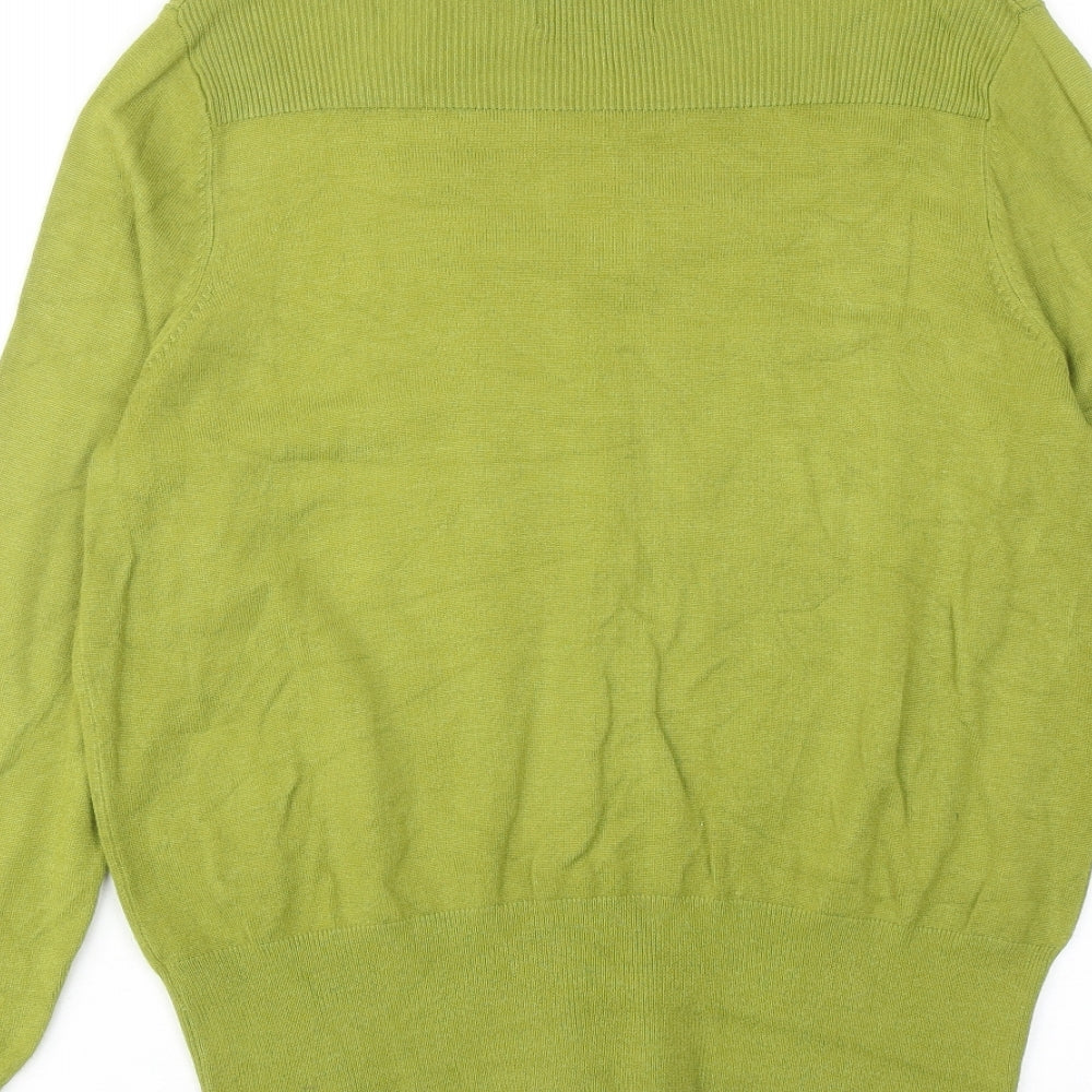 Debenhams Womens Green Round Neck Acrylic Cardigan Jumper Size 14