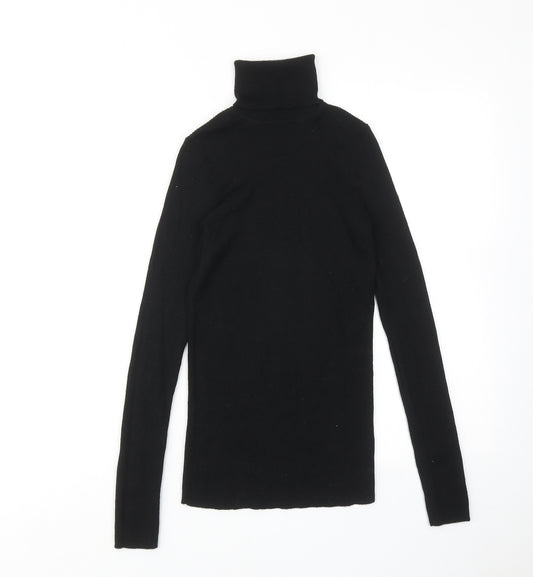 Uniqlo Womens Black Roll Neck Wool Pullover Jumper Size S