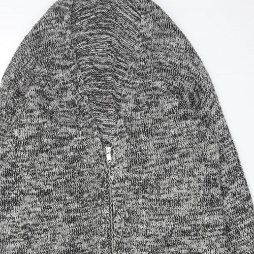 H&M Womens Grey V-Neck Acrylic Full Zip Jumper Size S