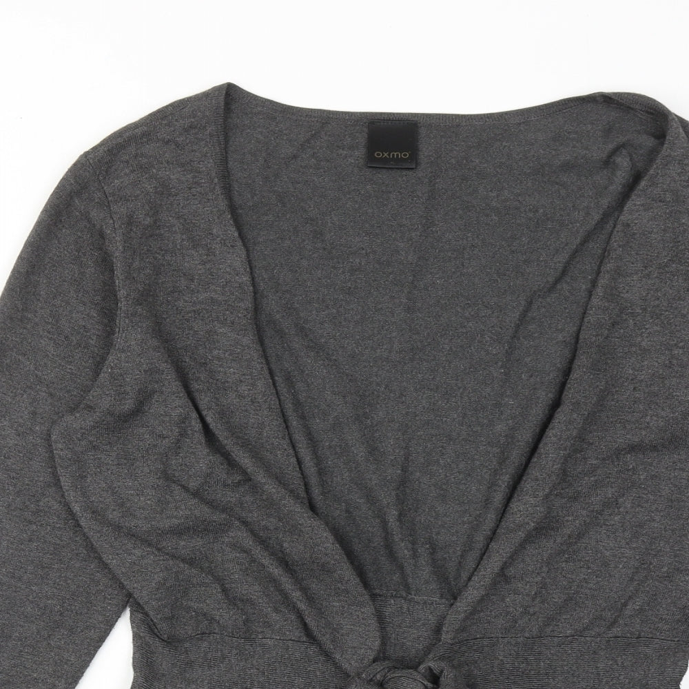 OXMO Womens Grey V-Neck Viscose Cardigan Jumper Size XL