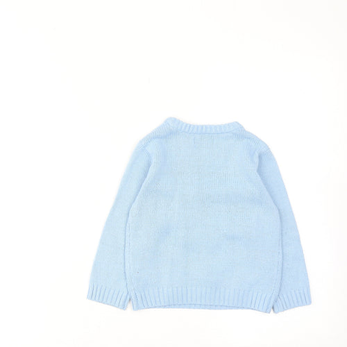 Festive Fun Girls Blue Round Neck Acrylic Pullover Jumper Size 2-3 Years Pullover - Bear Print