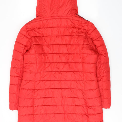 Damart Womens Red Quilted Coat Size 14 Zip