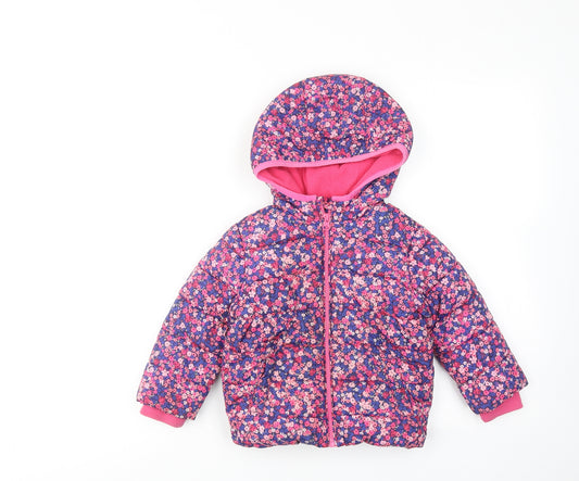 Blue Zoo Girls Multicoloured Floral Puffer Jacket Jacket Size 2-3 Years Zip