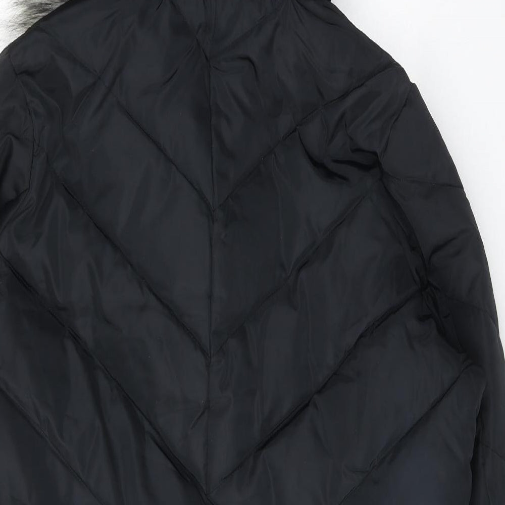 Evans Womens Black Quilted Coat Size 20 Zip