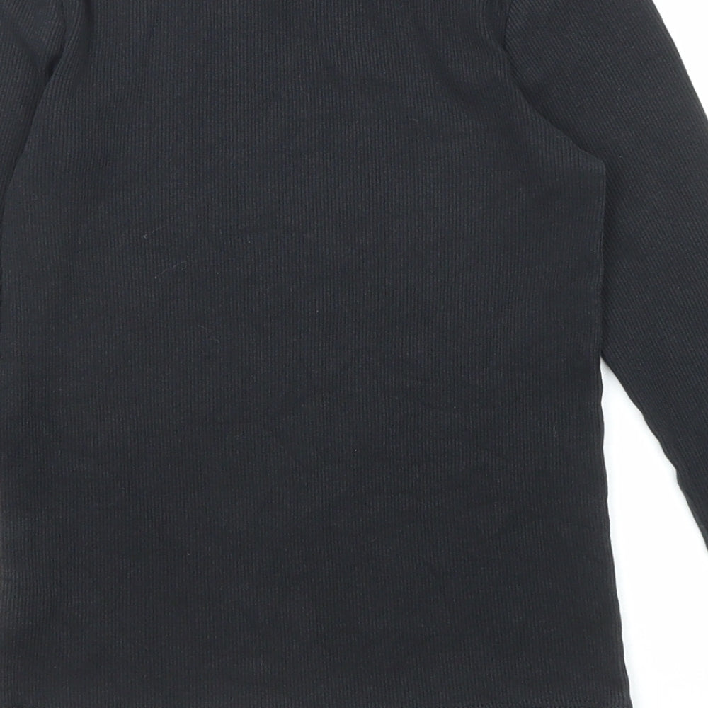 NEXT Girls Black Cotton Basic T-Shirt Size 8 Years Round Neck Pullover