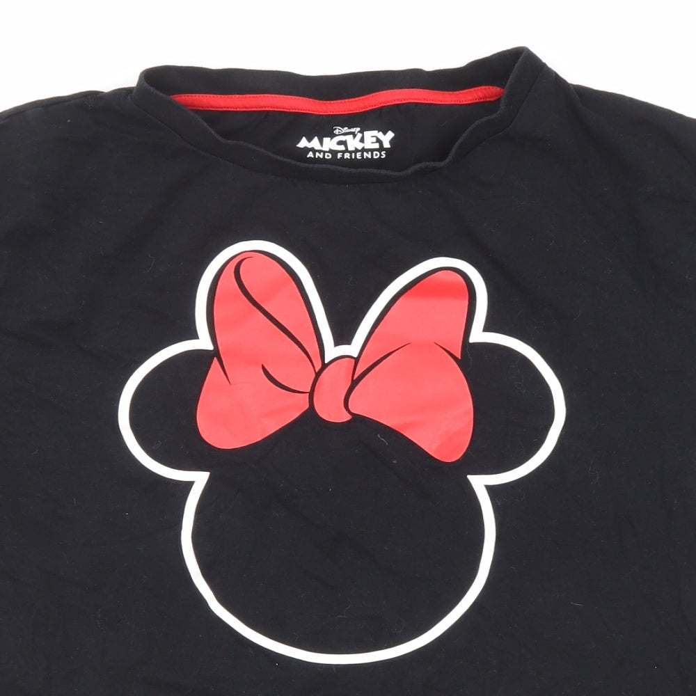 Disney Womens Black Cotton Basic T-Shirt Size L Round Neck - Minnie Mouse