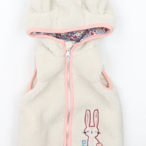 M&Co Girls White Gilet Jacket Size 2-3 Years Zip - Teddy Bear Style, Bunny