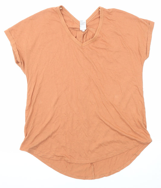 Anko Womens Orange Cotton Basic T-Shirt Size 10 V-Neck