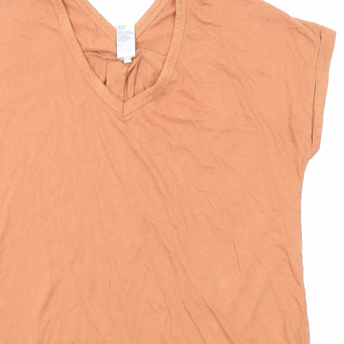 Anko Womens Orange Cotton Basic T-Shirt Size 10 V-Neck