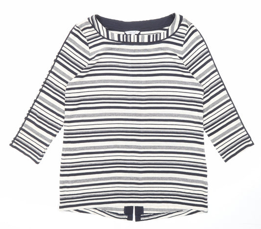 Per Una Womens Multicoloured Striped Viscose Basic Blouse Size 12 Round Neck