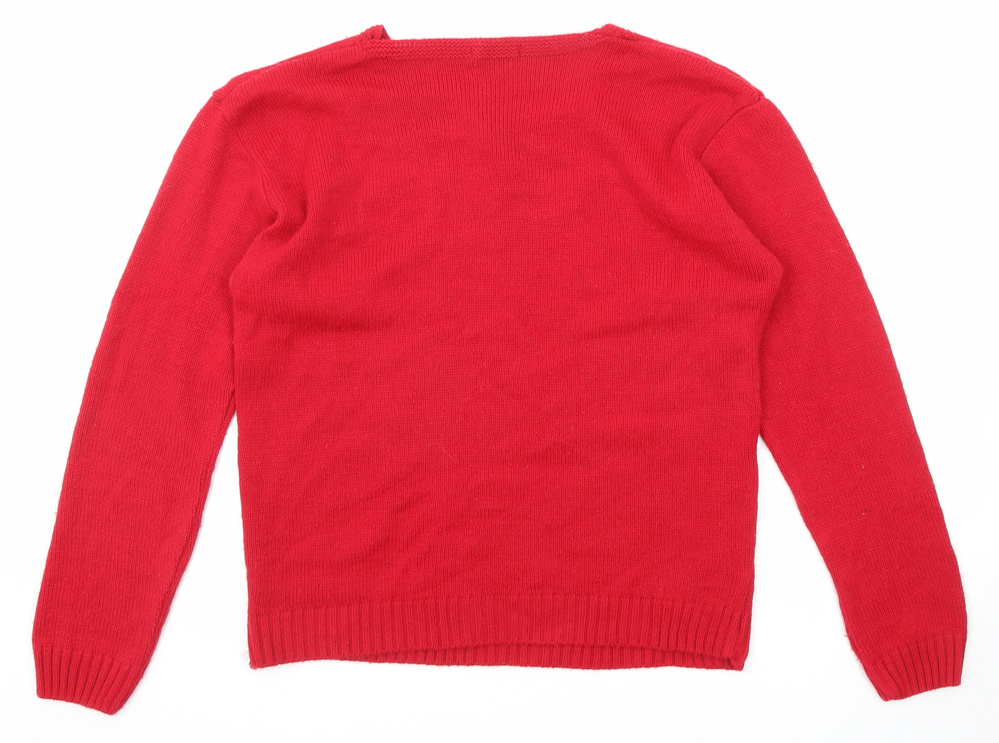 Pura Moda Womens Red Round Neck Acrylic Pullover Jumper Size M - Size M-L Santa Claus Christmas