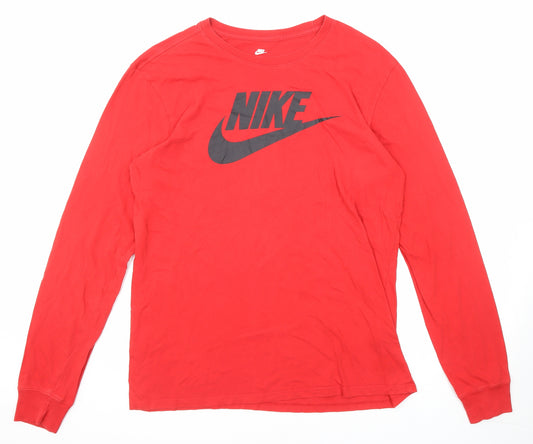 Nike Mens Red Cotton T-Shirt Size L Crew Neck