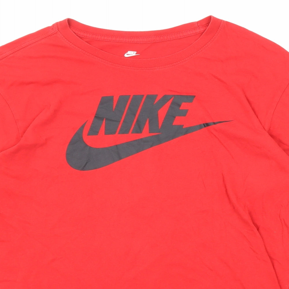 Nike Mens Red Cotton T-Shirt Size L Crew Neck