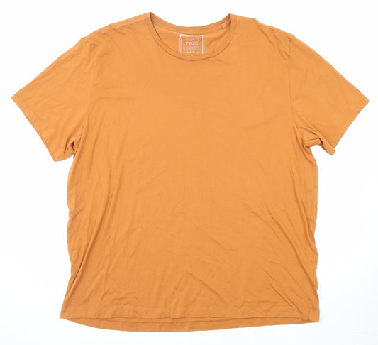 NEXT Mens Orange Cotton T-Shirt Size 2XL Round Neck