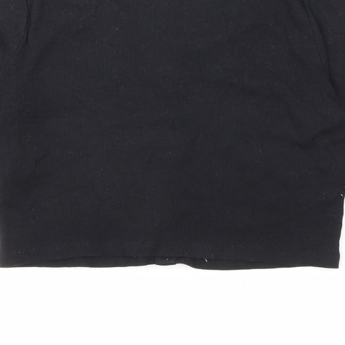 New Look Womens Black Cotton Basic T-Shirt Size 10 Scoop Neck
