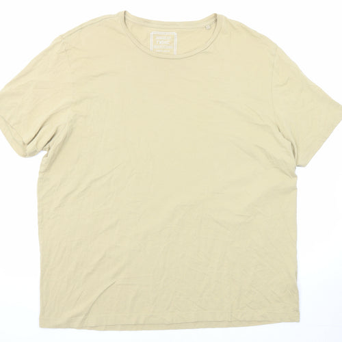 NEXT Mens Beige Cotton T-Shirt Size 2XL Round Neck