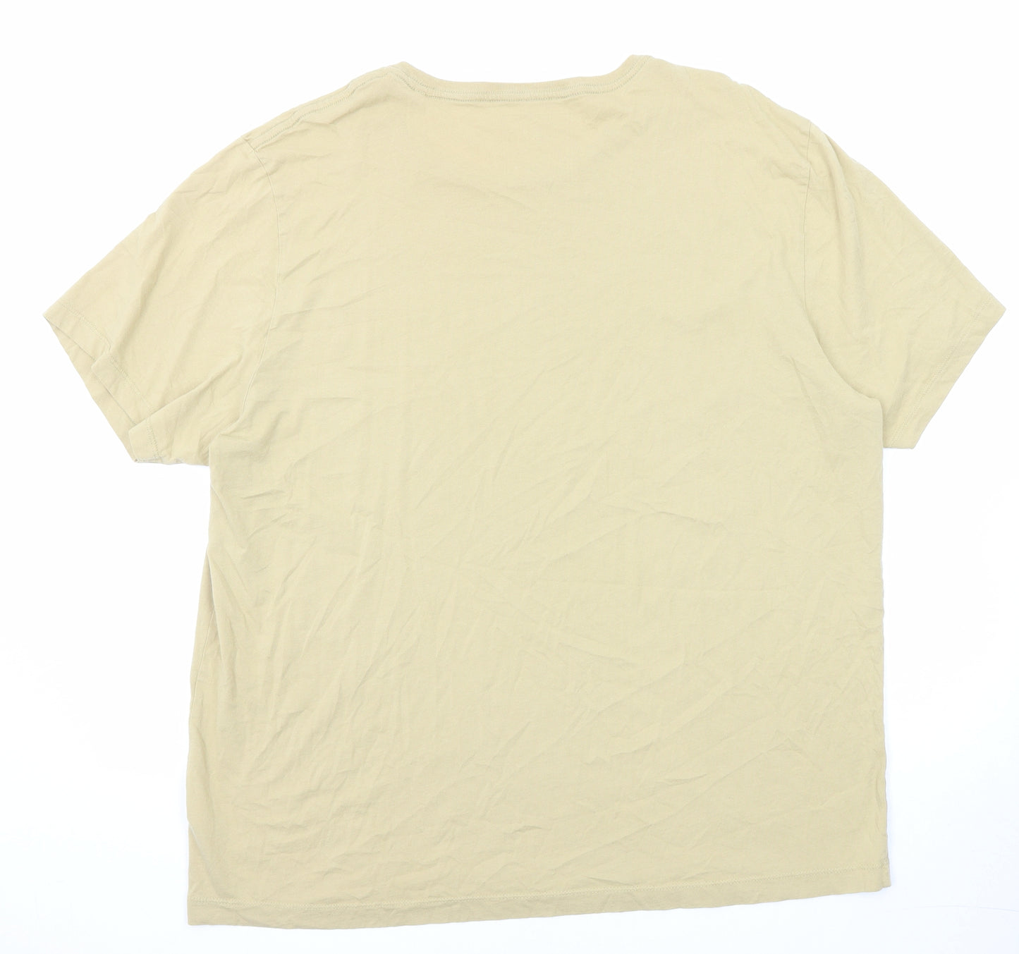 NEXT Mens Beige Cotton T-Shirt Size 2XL Round Neck
