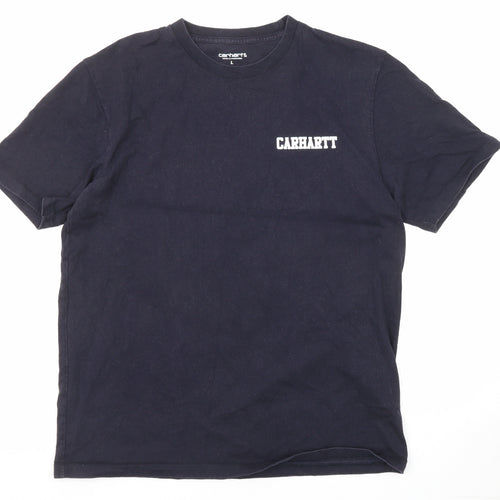 Carhartt Mens Blue Cotton T-Shirt Size L Round Neck