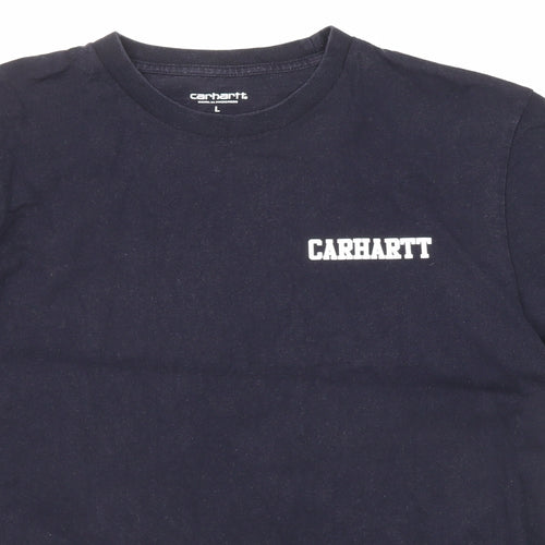 Carhartt Mens Blue Cotton T-Shirt Size L Round Neck