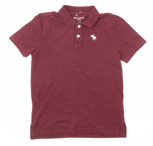 abercrombie kids Boys Purple Cotton Basic Polo Size 11-12 Years Collared Button